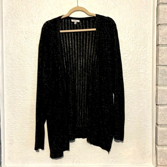 Croft and Barrow, light gray, sheer, striped cardigan, size 2 XL - Picture 1 of 10